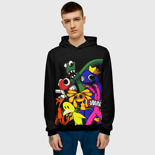 Мужская толстовка Персонажи из радужных друзей / 3D-Черный – фото 3