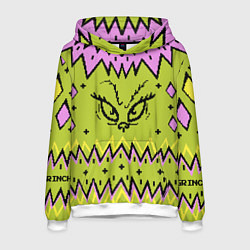 Толстовка-худи мужская Новогодний свитер Гринча, цвет: 3D-белый