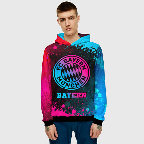 Мужская толстовка Bayern - neon gradient / 3D-Черный – фото 3