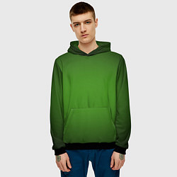 Толстовка-худи мужская Зеленый с затемняющей виньеткой, цвет: 3D-черный — фото 2