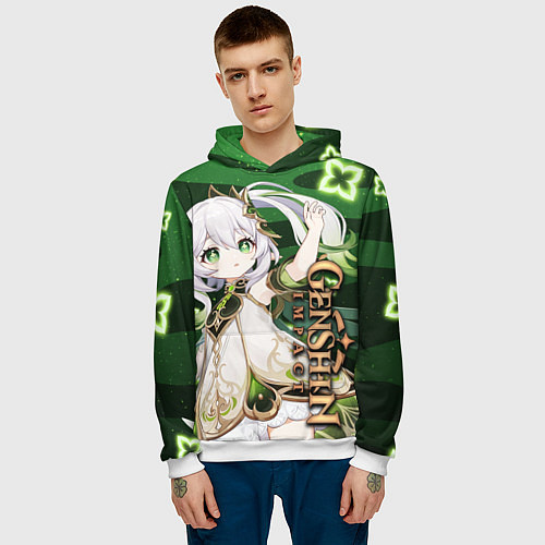 Мужская толстовка Нахида: Дендро Архонт / 3D-Белый – фото 3