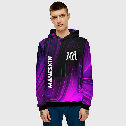 Мужская толстовка Maneskin violet plasma / 3D-Черный – фото 3