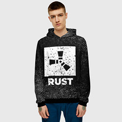 Толстовка-худи мужская Rust с потертостями на темном фоне, цвет: 3D-черный — фото 2