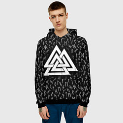 Толстовка-худи мужская Valknut runes pattern, цвет: 3D-черный — фото 2