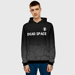 Толстовка-худи мужская Dead Space glitch на темном фоне: символ сверху, цвет: 3D-черный — фото 2