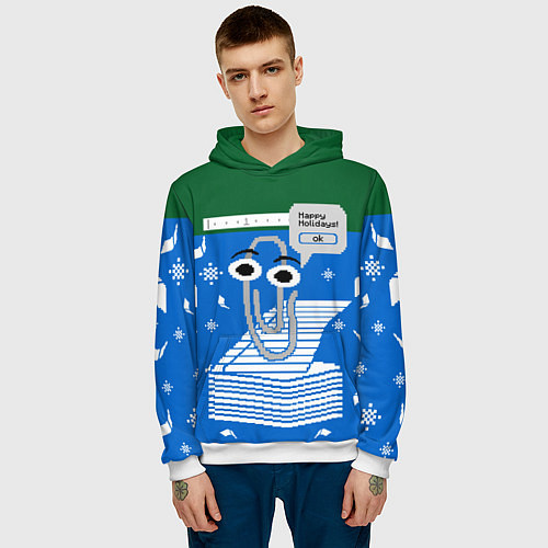 Мужская толстовка Скрепка Microsoft / 3D-Белый – фото 3