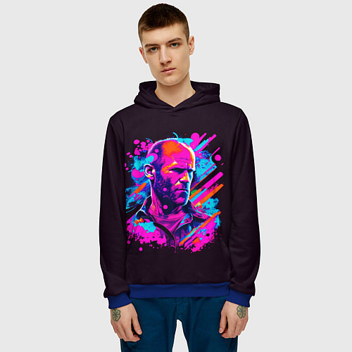 Мужская толстовка Jason Statham - pop art / 3D-Синий – фото 3