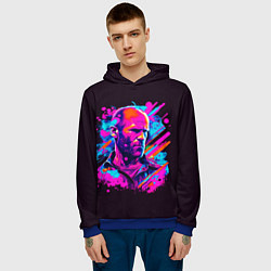Толстовка-худи мужская Jason Statham - pop art, цвет: 3D-синий — фото 2