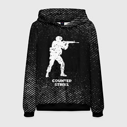 Толстовка-худи мужская Counter Strike с потертостями на темном фоне, цвет: 3D-черный