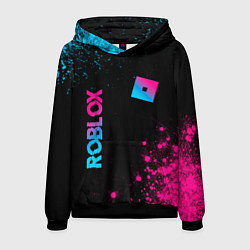 Толстовка-худи мужская Roblox - neon gradient: надпись, символ, цвет: 3D-черный