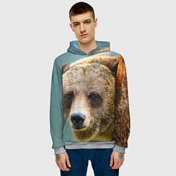 Толстовка-худи мужская Русский бурый медведь, цвет: 3D-меланж — фото 2