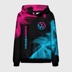 Толстовка-худи мужская Volkswagen - neon gradient: надпись, символ, цвет: 3D-черный