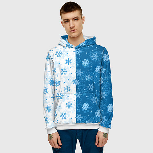 Мужская толстовка Красивые снежинки / 3D-Белый – фото 3