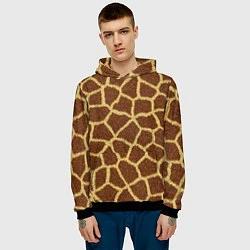 Толстовка-худи мужская Текстура жирафа, цвет: 3D-черный — фото 2
