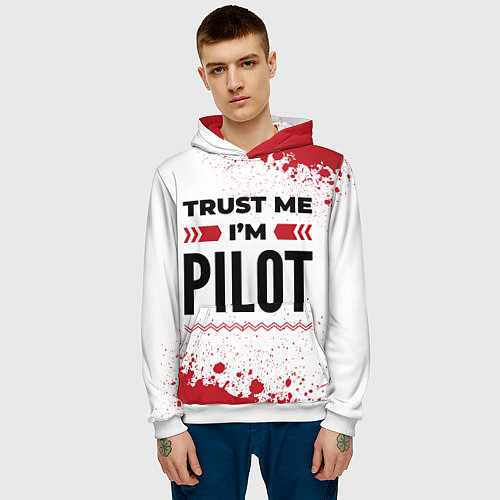 Мужская толстовка Trust me Im pilot white / 3D-Белый – фото 3