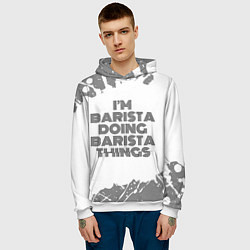 Толстовка-худи мужская Im barista doing barista things vintage, цвет: 3D-белый — фото 2