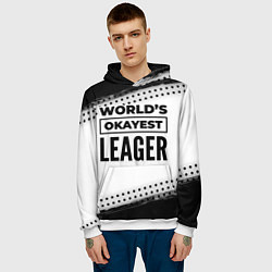 Толстовка-худи мужская Worlds okayest leager - white, цвет: 3D-белый — фото 2