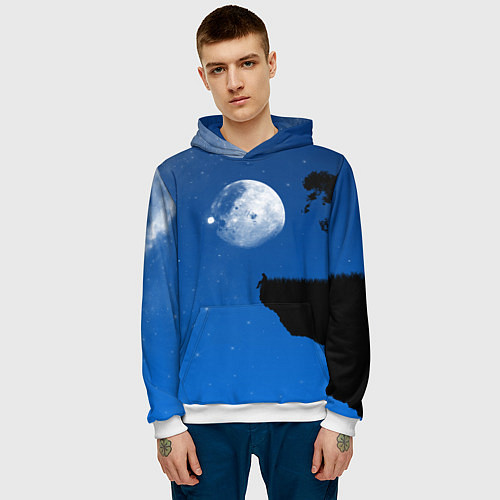 Мужская толстовка На краю пропасти под луной / 3D-Белый – фото 3