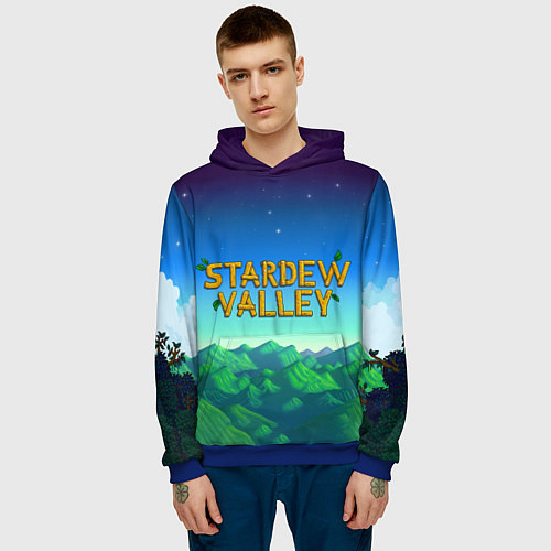 Мужская толстовка Горы Stardew Valley / 3D-Синий – фото 3