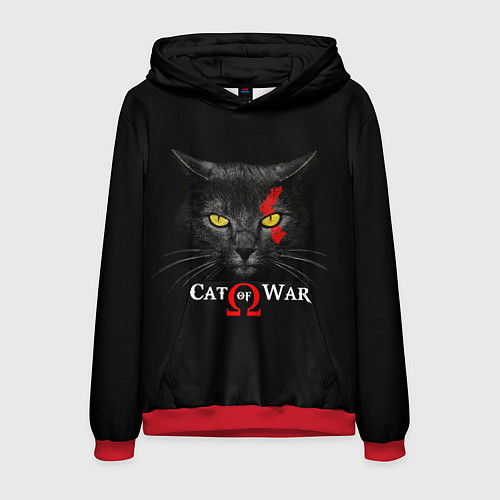 Мужская толстовка Cat of war collab / 3D-Красный – фото 1