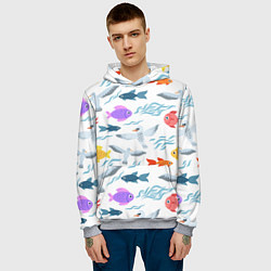 Толстовка-худи мужская Рыбки и чайки, цвет: 3D-меланж — фото 2
