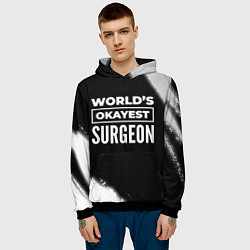 Толстовка-худи мужская Worlds okayest surgeon - dark, цвет: 3D-черный — фото 2