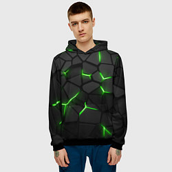 Толстовка-худи мужская Green neon steel, цвет: 3D-черный — фото 2