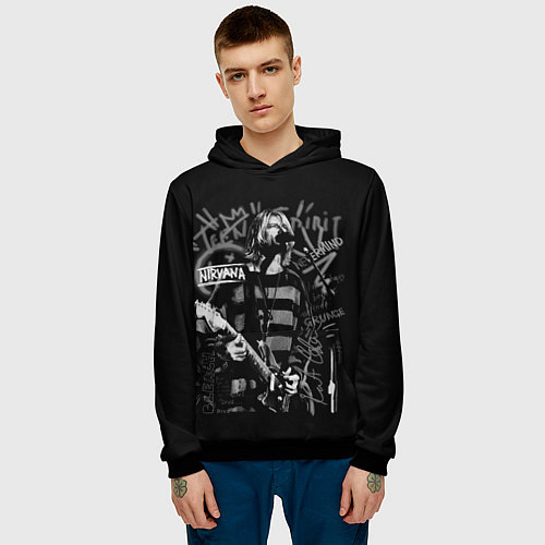 Мужская толстовка Nirvana teen spirit / 3D-Черный – фото 3