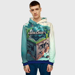 Толстовка-худи мужская Блоки Майнкрафт, цвет: 3D-синий — фото 2
