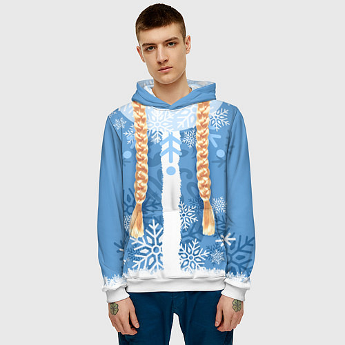 Мужская толстовка Снегурочка с косами / 3D-Белый – фото 3