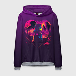 Толстовка-худи мужская Сердце в стиле Киберпанк, цвет: 3D-меланж