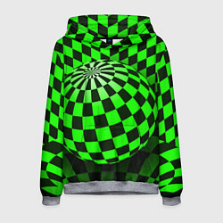 Толстовка-худи мужская Зелёный шар - оптическая иллюзия, цвет: 3D-меланж