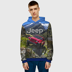 Толстовка-худи мужская Chrysler Jeep Wrangler Rubicon - горы, цвет: 3D-синий — фото 2