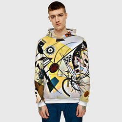 Толстовка-худи мужская Поперечная линия - Василий Кандинский, цвет: 3D-белый — фото 2