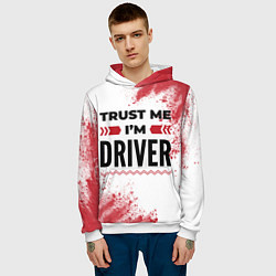 Толстовка-худи мужская Trust me Im driver white, цвет: 3D-белый — фото 2