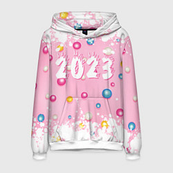 Толстовка-худи мужская White and pink 2023, цвет: 3D-белый