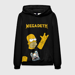 Толстовка-худи мужская Megadeth Гомер Симпсон рокер, цвет: 3D-черный