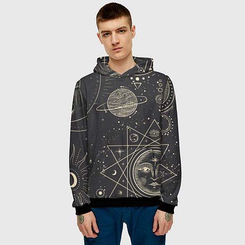 Мужская толстовка Мистические узоры / 3D-Черный – фото 3