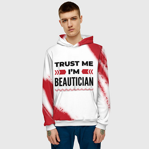 Мужская толстовка Trust me Im beautician white / 3D-Белый – фото 3
