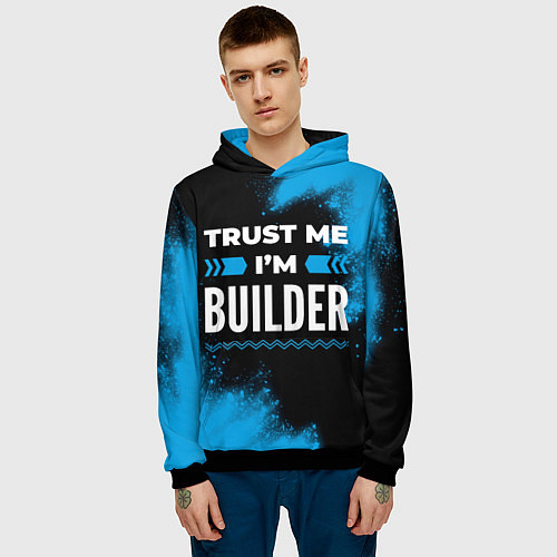 Мужская толстовка Trust me Im builder dark / 3D-Черный – фото 3