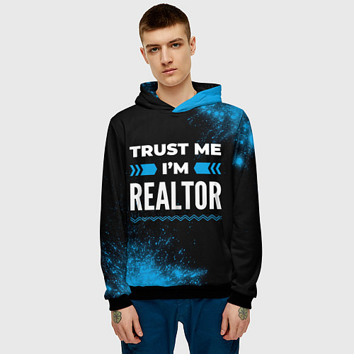 Мужская толстовка Trust me Im realtor dark / 3D-Черный – фото 3