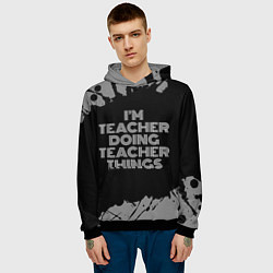 Толстовка-худи мужская Im teacher doing teacher things: на темном, цвет: 3D-черный — фото 2