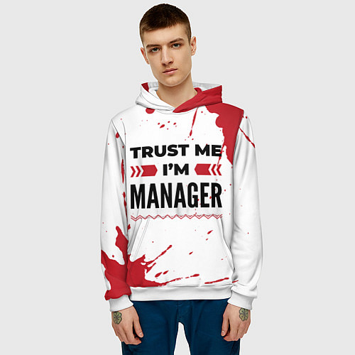 Мужская толстовка Trust me Im manager white / 3D-Белый – фото 3