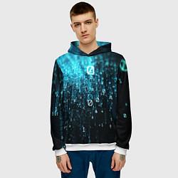 Толстовка-худи мужская Двоичный код, цвет: 3D-белый — фото 2