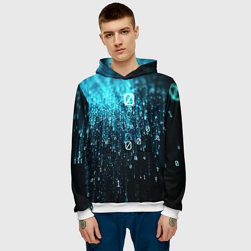 Мужская толстовка Двоичный код / 3D-Белый – фото 3