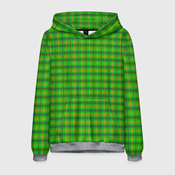 Толстовка-худи мужская Шотландка зеленая крупная, цвет: 3D-меланж