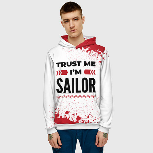 Мужская толстовка Trust me Im sailor white / 3D-Белый – фото 3