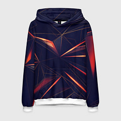 Толстовка-худи мужская Темная абстракция треугольники, цвет: 3D-белый