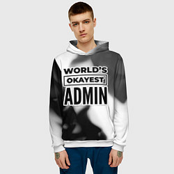 Толстовка-худи мужская Worlds okayest admin - white, цвет: 3D-белый — фото 2