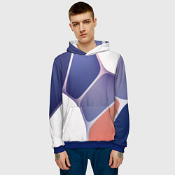 Толстовка-худи мужская Узор из синих, фиолетовых, белых и оранжевых камне, цвет: 3D-синий — фото 2